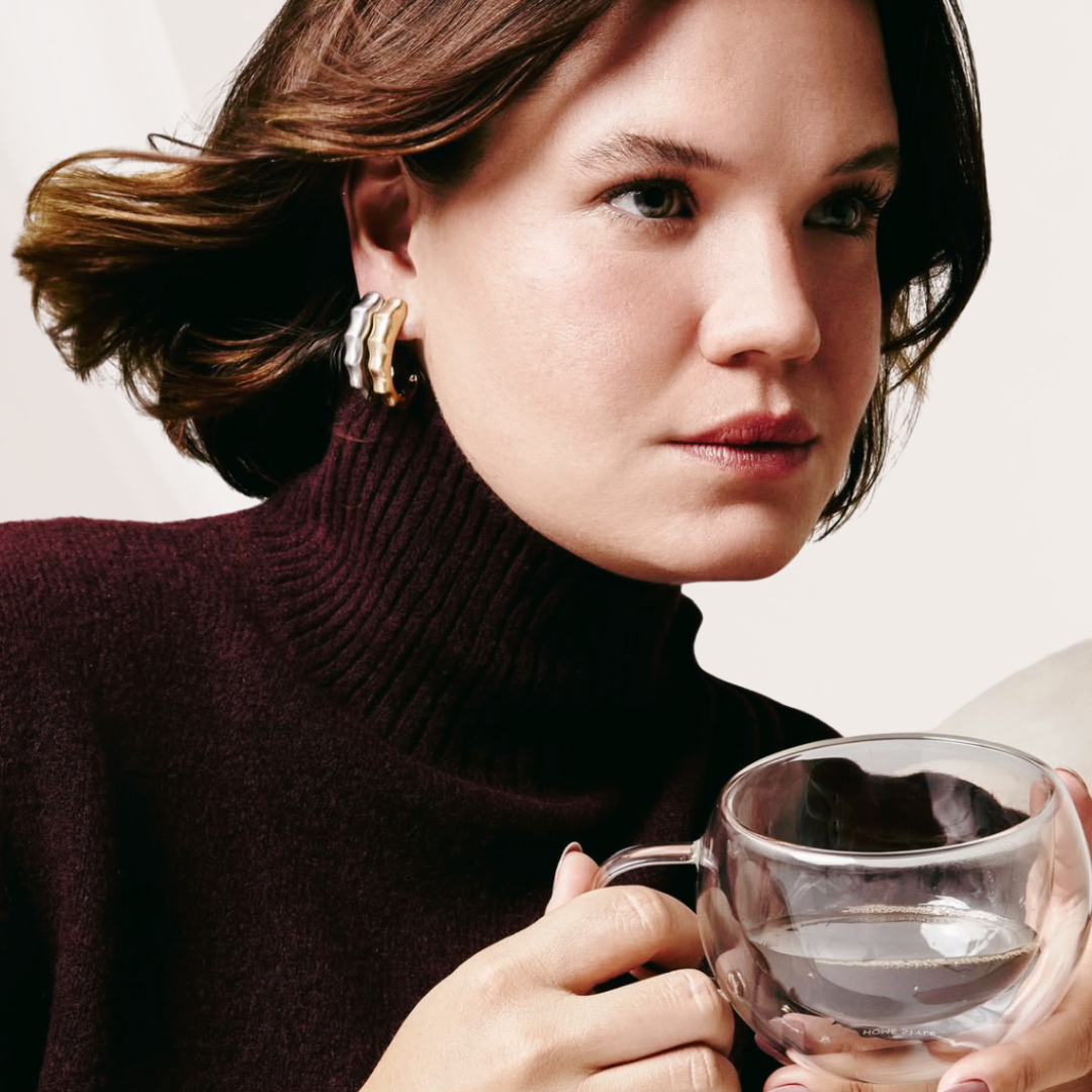 Bambu Hoop Earrings | 18K Gold-Plated Sculptural Design