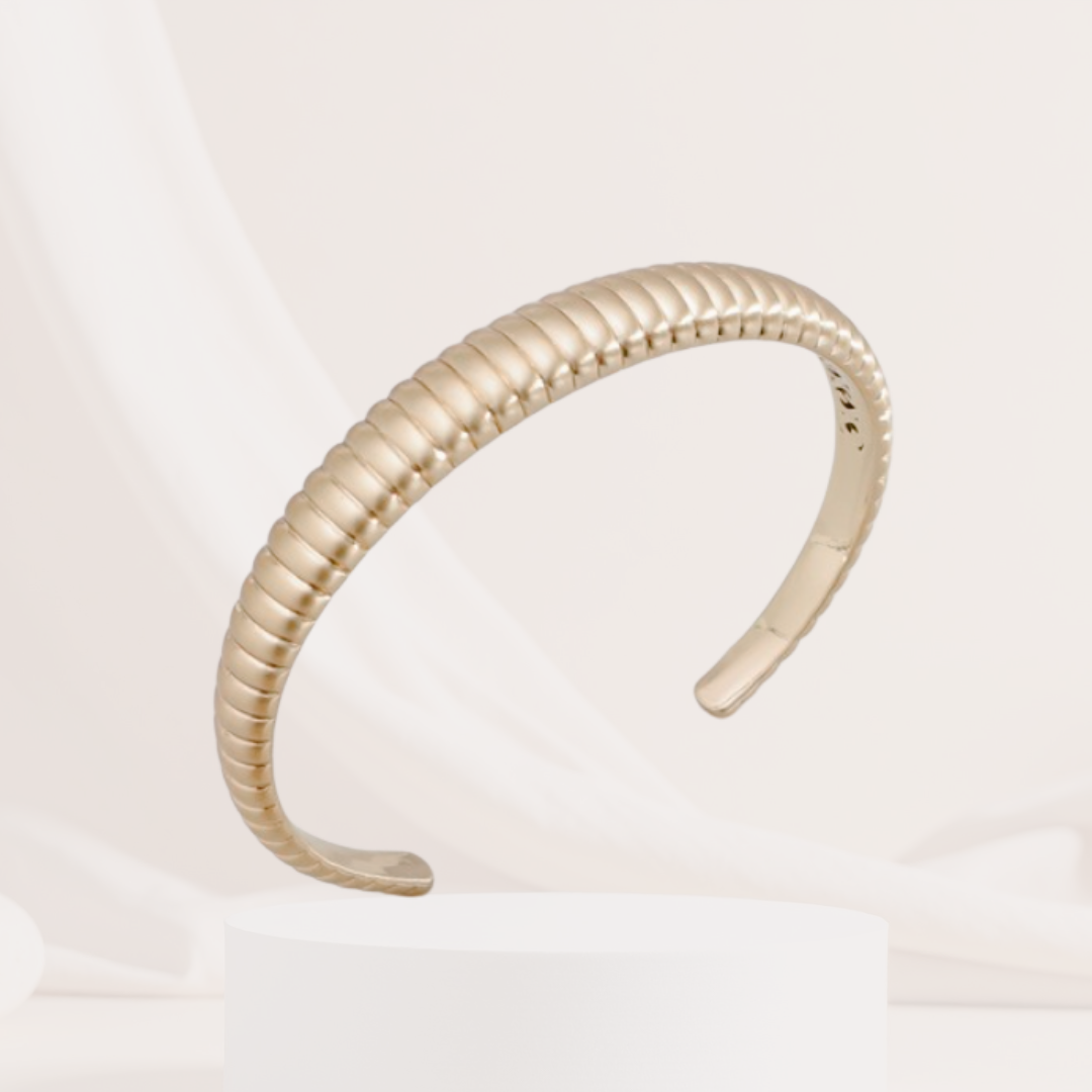Duna Champagne Cuff | Textured Gold Open Bracelet