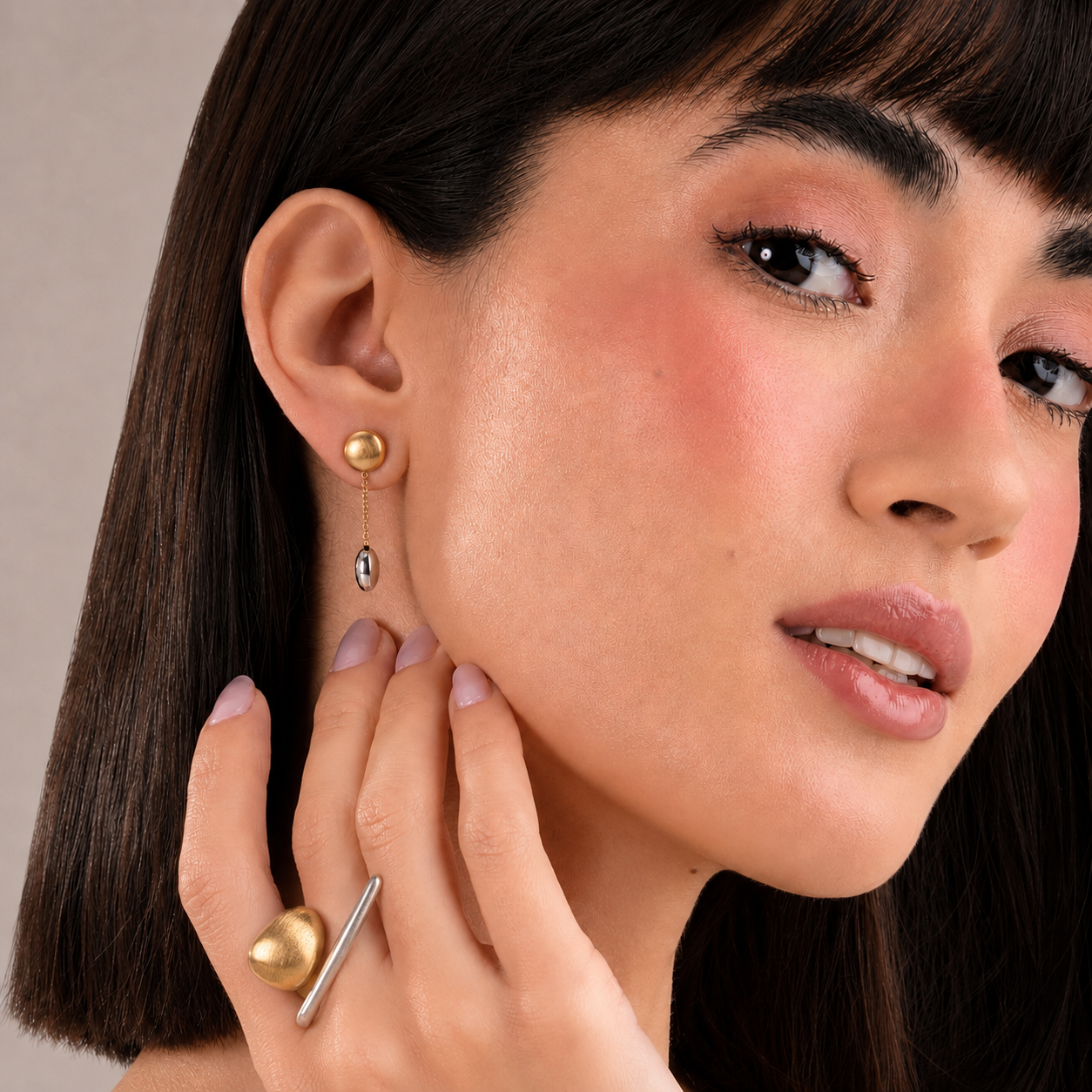 Brazilian Golden Dusk Two-Tone Drop Earrings | 18K Gold & Rhodium Plated
