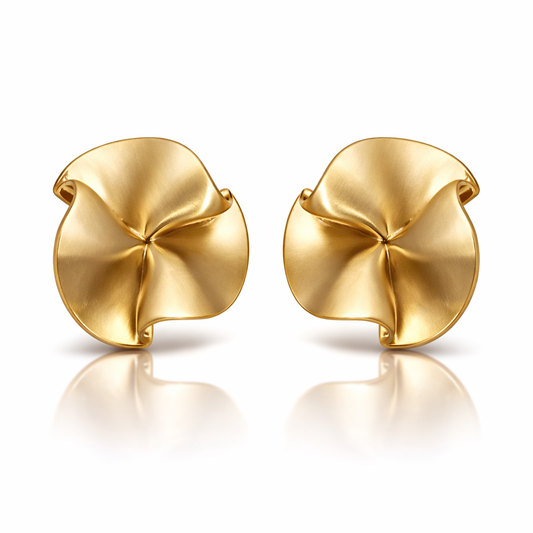 Hortênsia Bloom Earrings | 18k Gold Plated Matte Studs