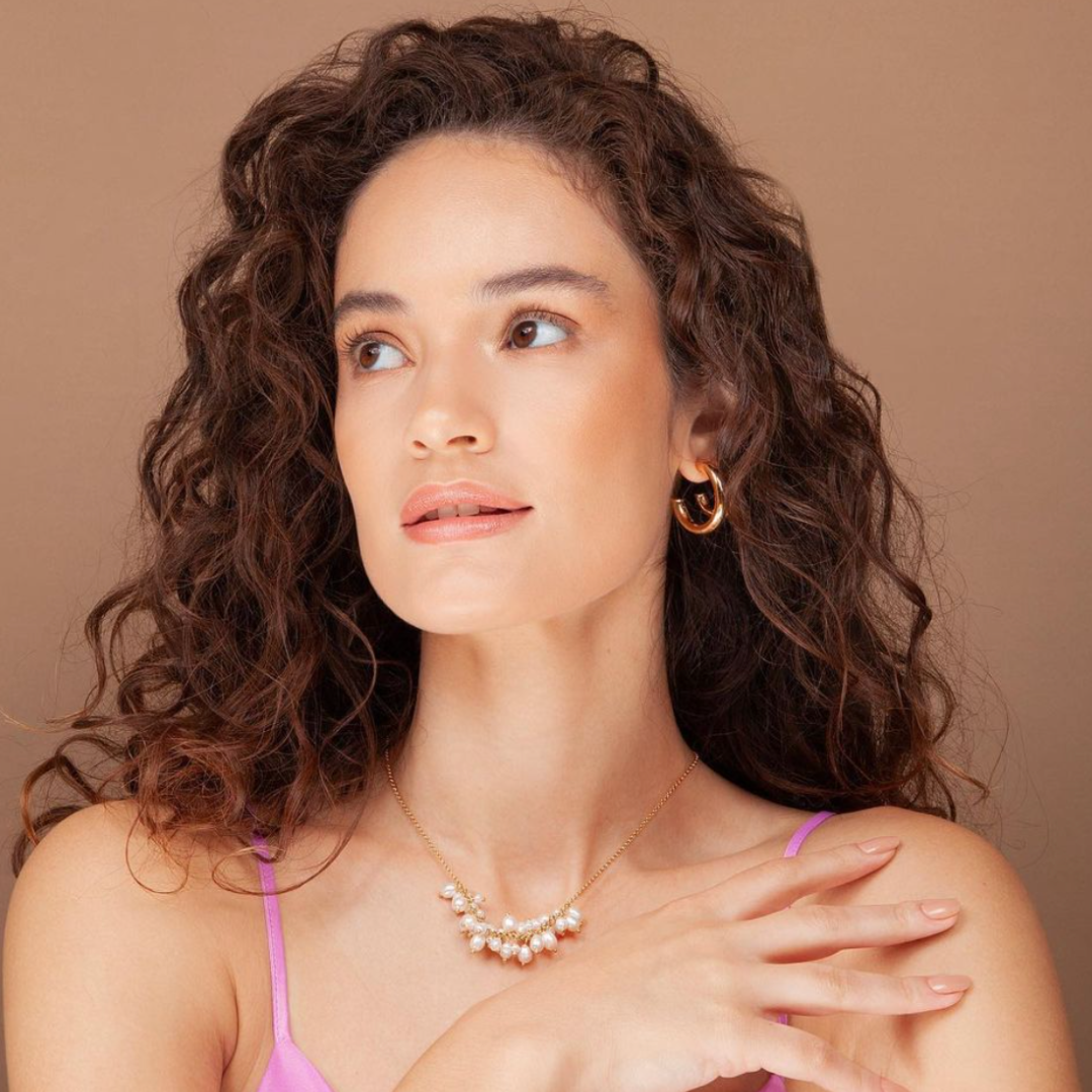 Costa Pearl Cluster Necklace | 18k Gold Plated