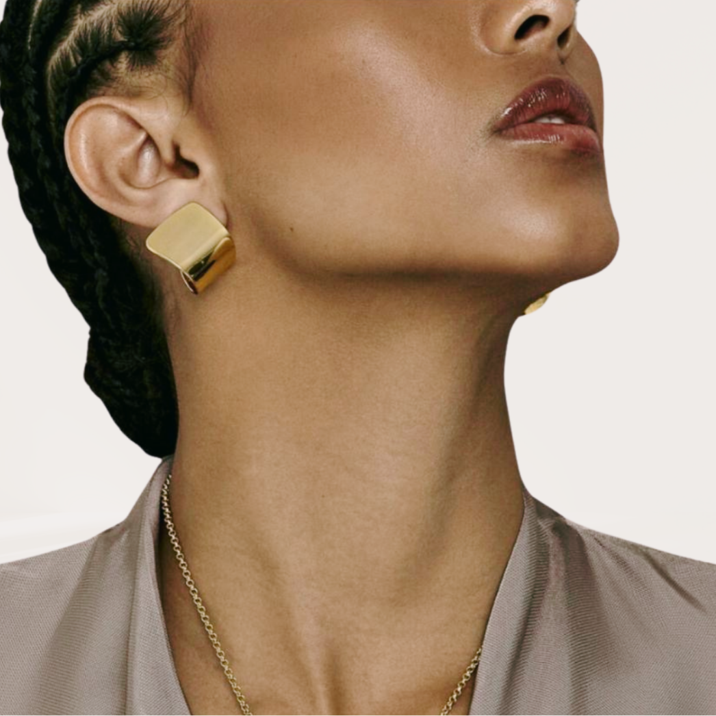 Flat Sculpt Hoops | 18k Gold-Plated Semi Hoop Earrings