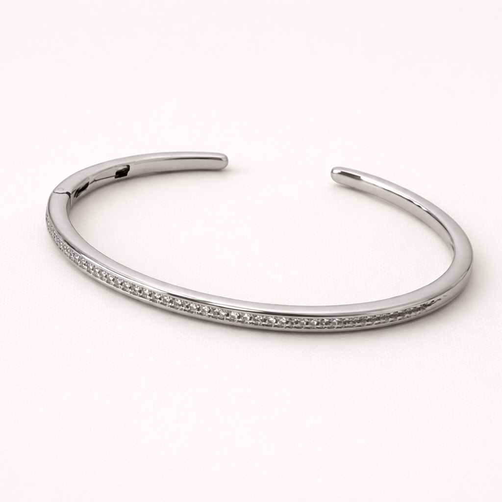Silver bracelet on a white background