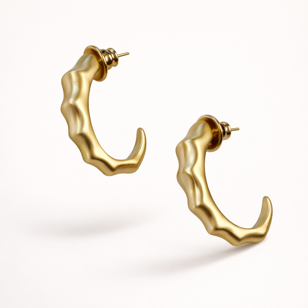 Bambu Hoop Earrings | 18K Gold-Plated Sculptural Design
