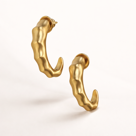 Bambu Hoop Earrings | 18K Gold-Plated Sculptural Design