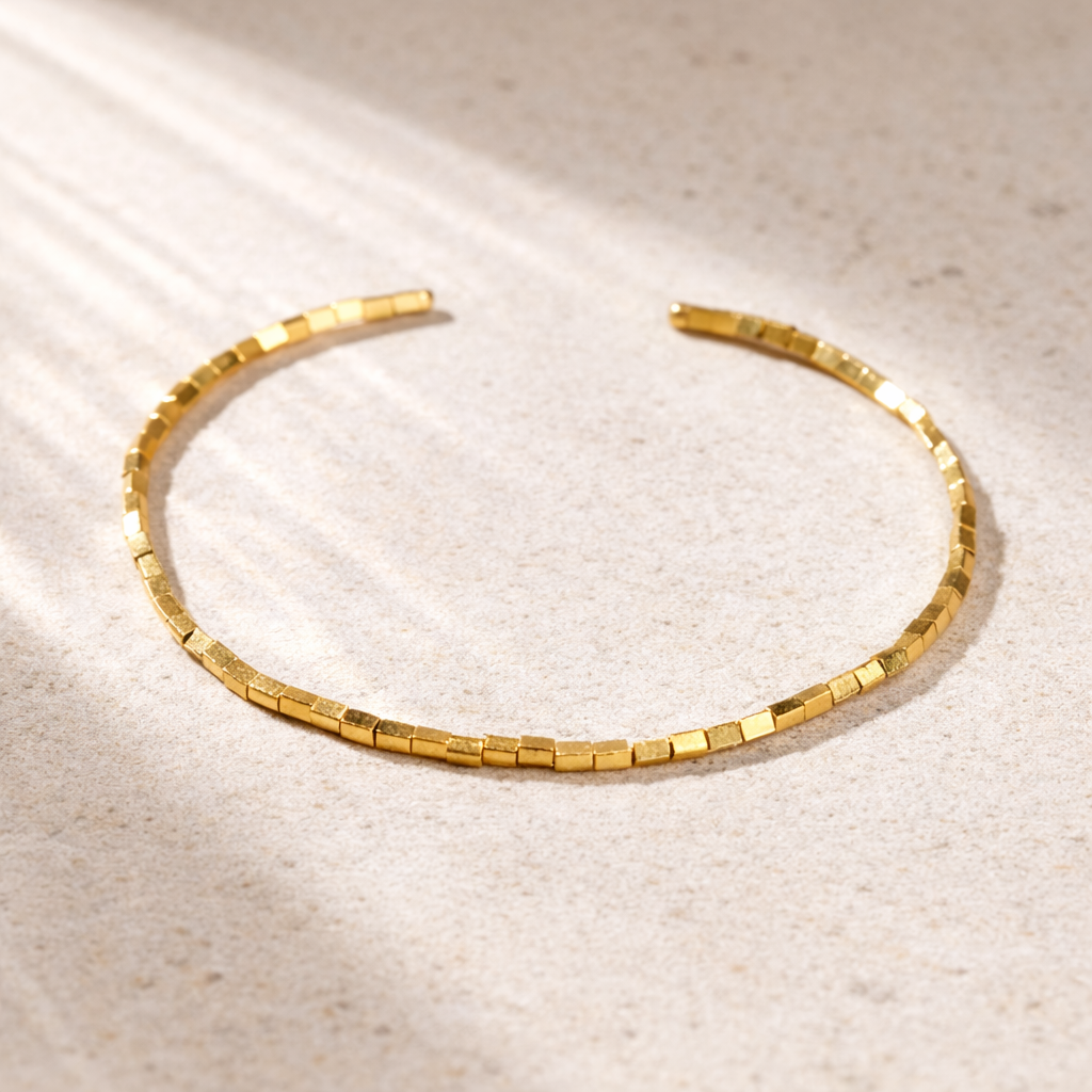 Floripa Cube Choker | Gold-Plated Textured Bead Choker