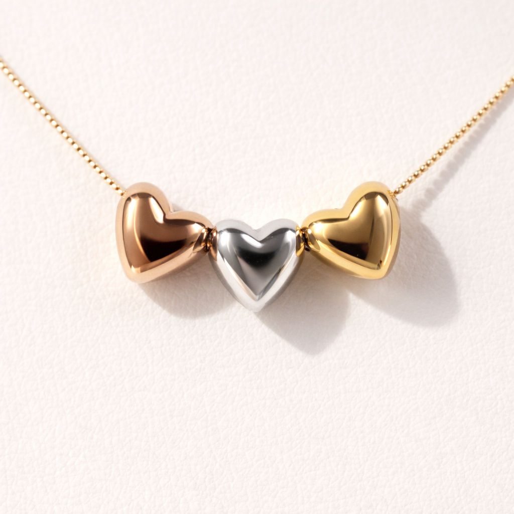 Three Times Love Necklace | 18k Gold-Plated Three Hearts