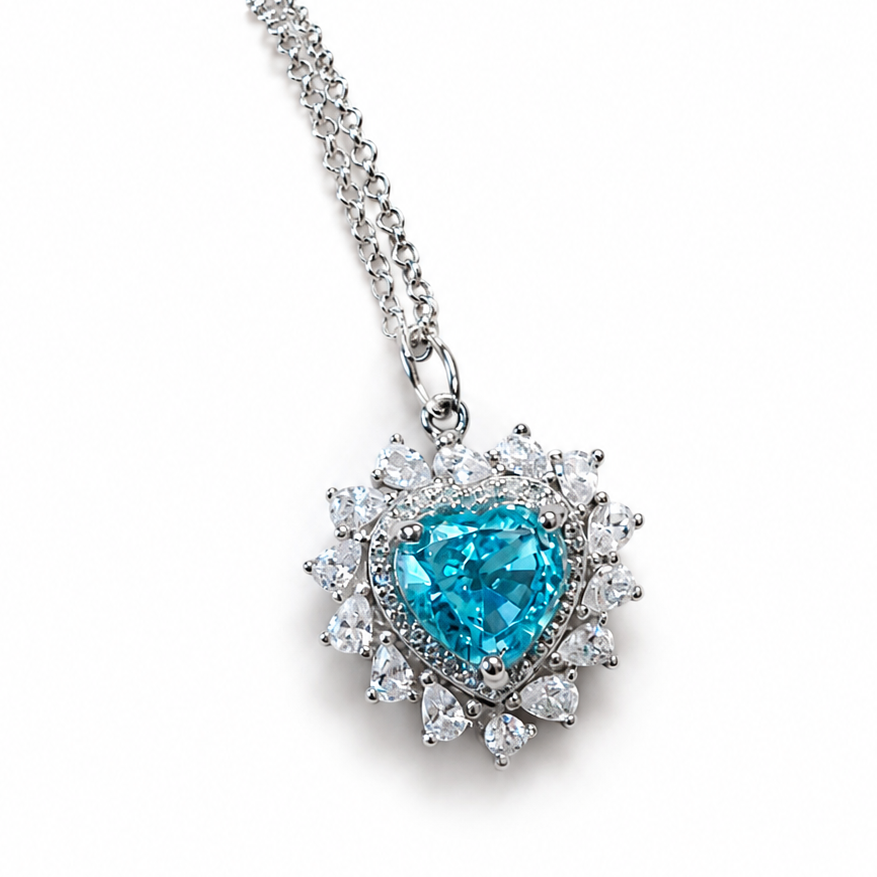 Coração Azul | Sterling Silver Crystal Necklace