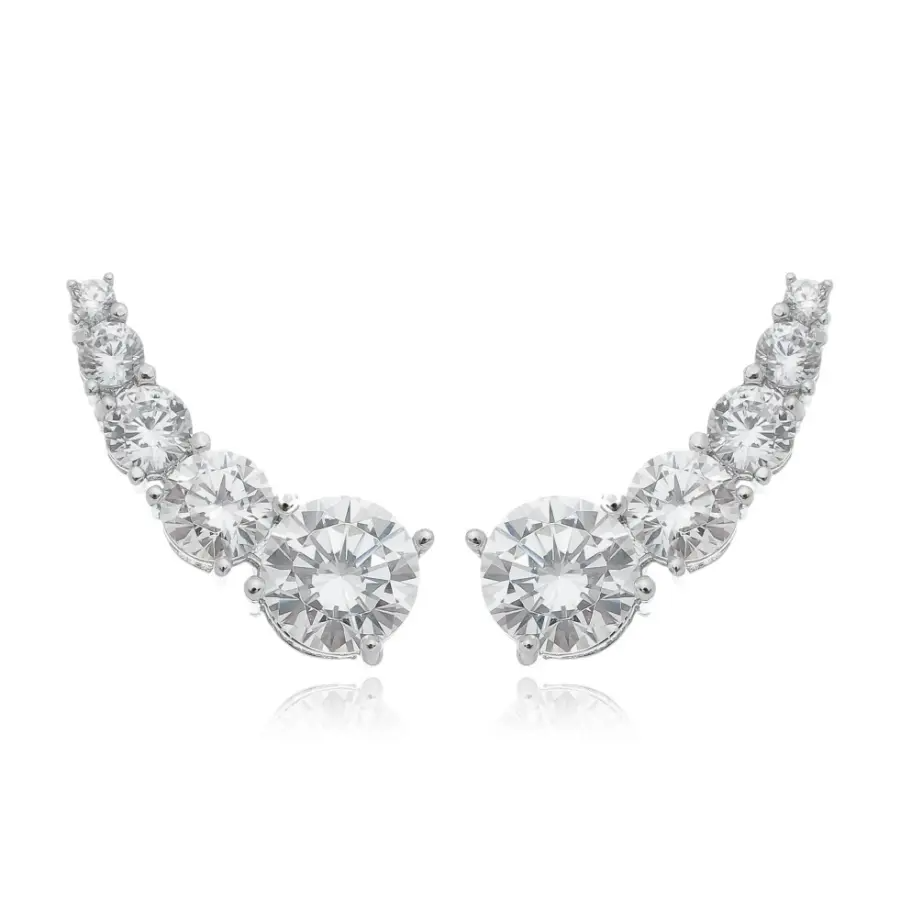 Riviera Ear Cuff Earrings | Rhodium Plated Zirconia Degradê