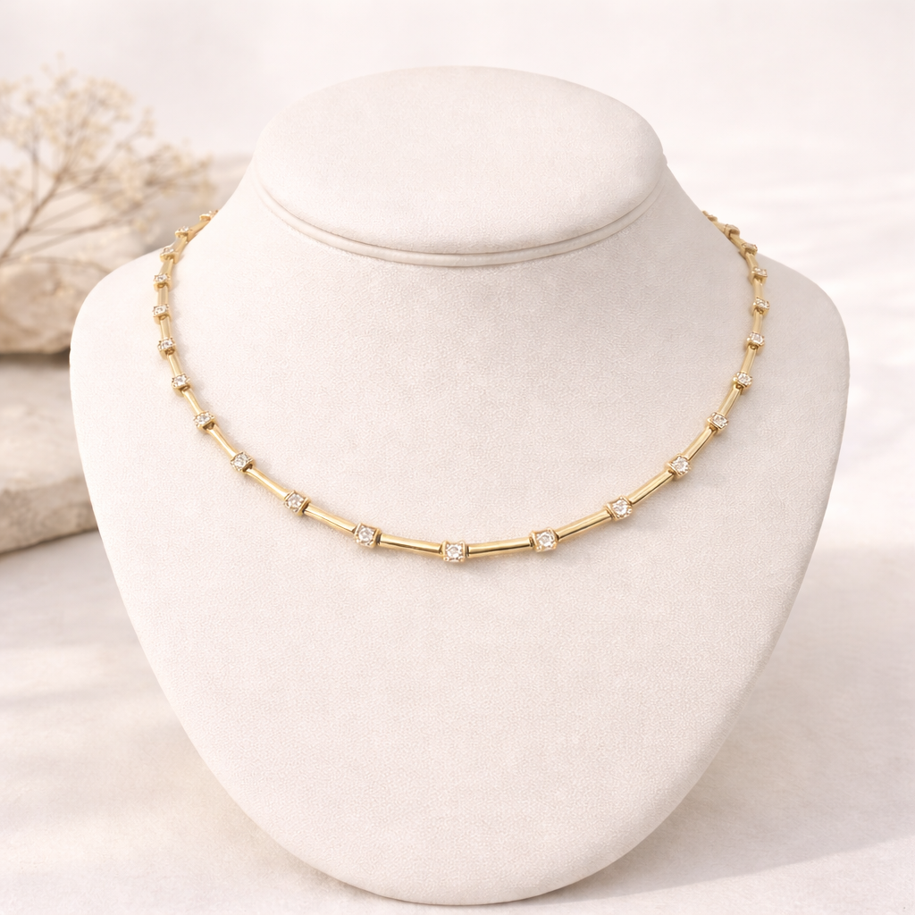 Trancoso Riviera Linear | Gold & Silver Zirconia Necklace