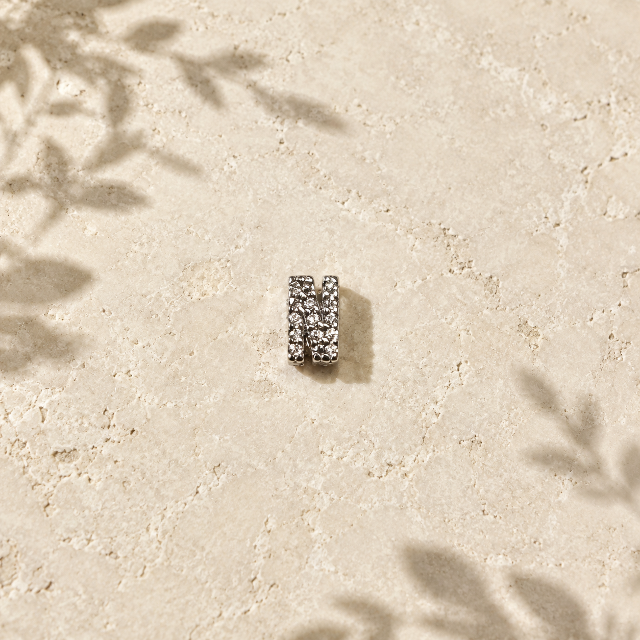 Initial Necklace | Rhodium & Zirconia Pendant
