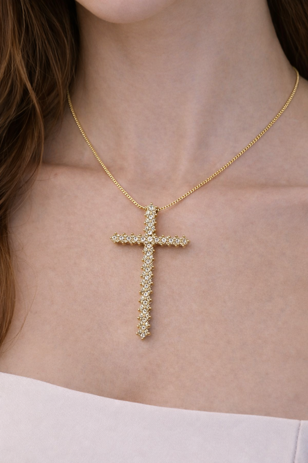 Luz Cross Necklace | Gold or Silver Zirconia Cross Pendant