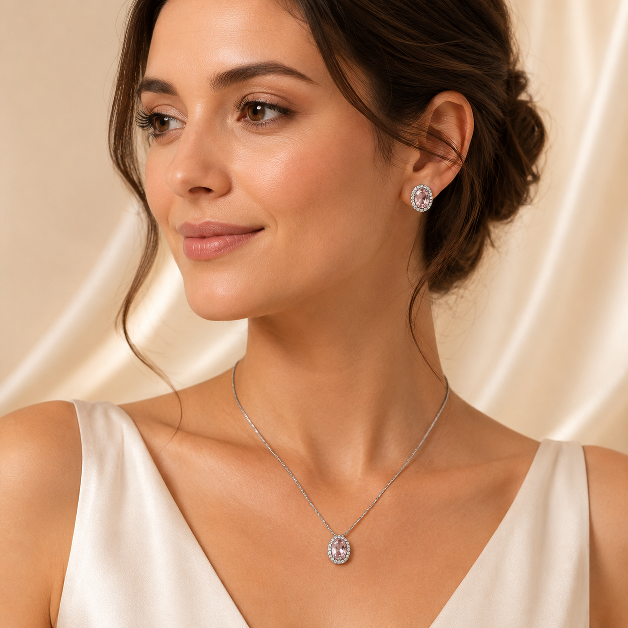 Jardim Rosa Crystal Jewelry Set |  Rhodium Plated