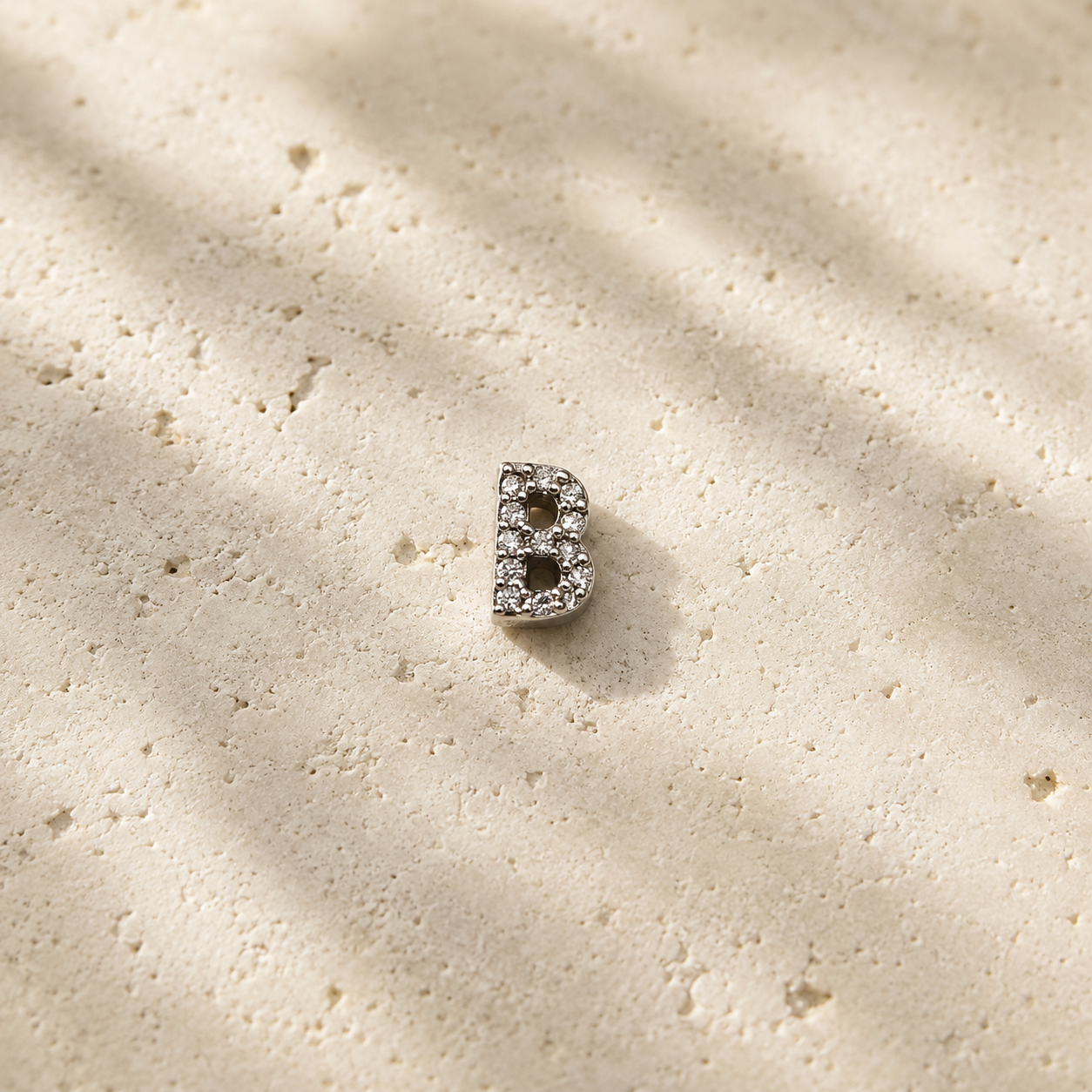 Initial Necklace | Rhodium & Zirconia Pendant