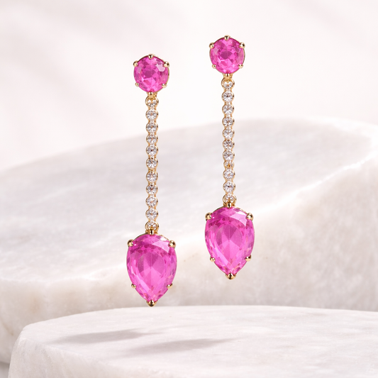Aurora Drop Earrings | Pink Crystal Statement Earrings