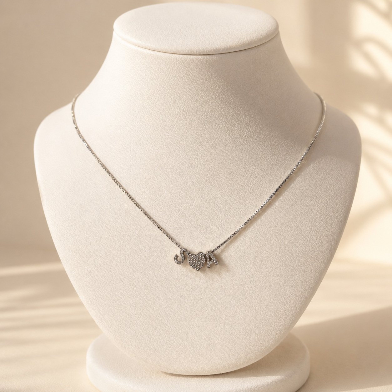 Initial Necklace | Rhodium & Zirconia Pendant