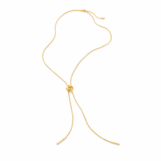 Knot Drop Long Necklace | Gold Plated
